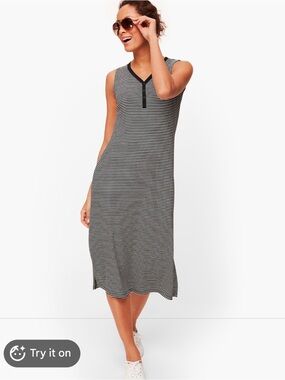 J. Crew Navy and White Striped Midi Dress